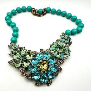 Retired Heidi Daus "Glorious Garden" Flowers Necklace with Swarovski Crystals